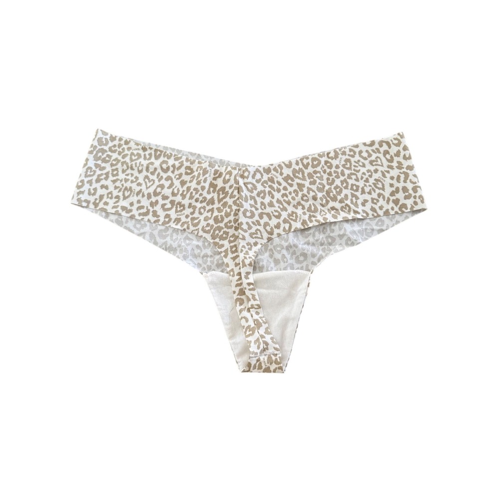 Victoria's Secret PINK No Show Thong Panty Bundle of  3 XL Blush Tan Leopard NEW - Picture 4 of 11